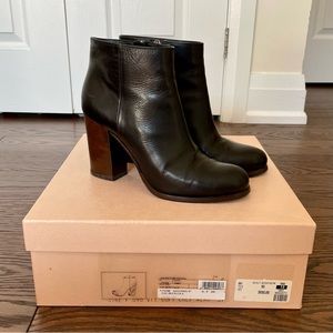 Black Prada Zip Up Block Heel Ankle Boots
